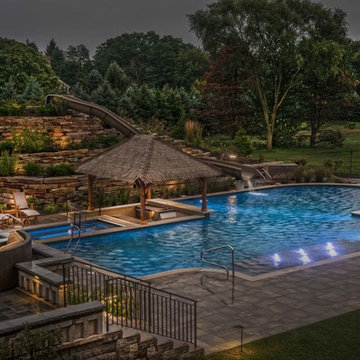 Barrington Hills Swimming Pool, Hot Tub, Sunken Bar and Slide