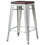 Austin Furniture - Wright Counter Stool - Our Wright counter stool is a fresh take on a classic industrial metal workshop stool. The solid wood seat with dark walnut stain adds a traditional touch and warms up the galvanized steel backless stool. The Wright stool is a great alternative seating option for any modern kitchen.