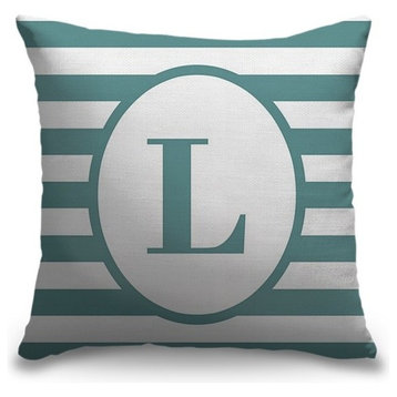 "Letter L - Striped Oval" Pillow 18"x18"