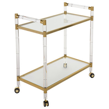 Safavieh Couture Duval Acrylic Bar Trolley, Clear, Brass, Bronze