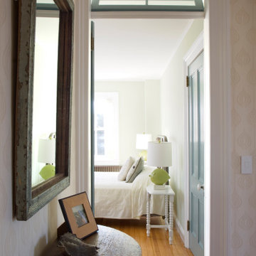 guest bedroom with operational transom