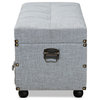 Davey Modern Transitional Grey Fabric Upholstered 2-Drawer Storage Trunk Ottoman