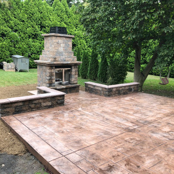 Stamped Concrete Patio and Fireplace