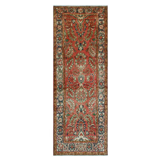 Fine Vintage Distressed Arthur Rust/Blue-Grey Runner, 3'5 x 9'8, 3'5 x ...