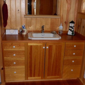 Bathroom cabinets with a clear finish