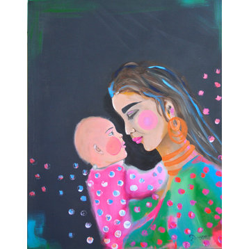 Figurative painting, women portrait, baby portrait painting, nursery decor