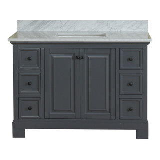 Richmond 48", Single Bathroom Vanity, Gray With Carrera Marble Top ...