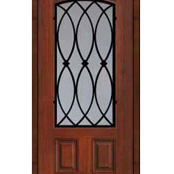 Single Door 80 Fiberglass La Salle Arch Lite Wrought Iron - Front Doors