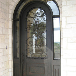 Marbella Round Top Wrought Iron Door with Wrap-Around Transom - Front Doors