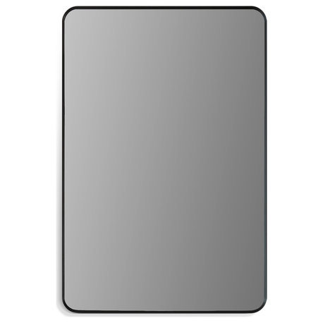 Nettuno Rectangle Bathroom/Vanity Aluminum Framed Wall Mirror, Matt Black, 24"