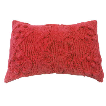 Twisted Cable Knit Pillow 14x20" Orange
