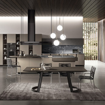 Black, White and Natural Innovated Open Concept Kitchen