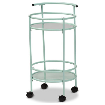 Tess Mint Green Metal 2-Tier Kitchen Cart