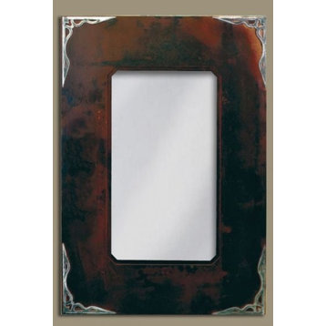 Wrought Iron Mirror With Burnished Corner Design, 25x36