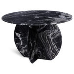 Meridian Furniture - Formentera Dining Table, Black - Lend your room a refined, elegant look with this Formentera dining table. This table oozes sophistication from its black marble with light grey veining construction to its uniquely shaped base. The perfect dining table for adding a modern touch to your space, this piece steals the show, doubling as part art, part utilitarian furniture must-have. And it's crafted by hand with genuine marble, so you can trust it to last for years if not generations of use.
