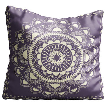 Boho Indian Mandala Lavender Throw Pillow Case