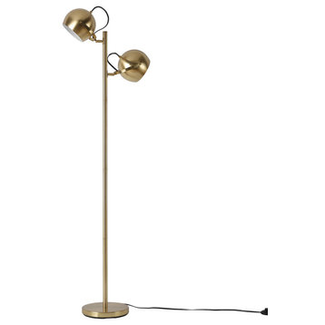 Miles 61" Matte Brass 2-Light Floor Lamp with In-Line On/Off Foot Switch