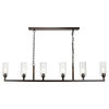 Linear 6 Light Chandelier, Oil Rubbed Bronze and Clear Glass