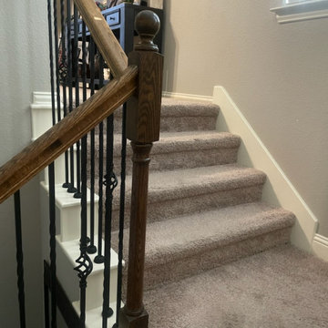Custom wood handrail and iron balusters, Aledo