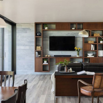 Custom Plain Sliced White Oak Media Wall (White Oak has a custom dark stain)