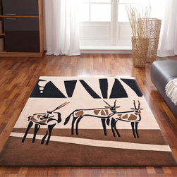 Kalahari Oryx Rugs in Beige, Brown and Black - Floor Rugs