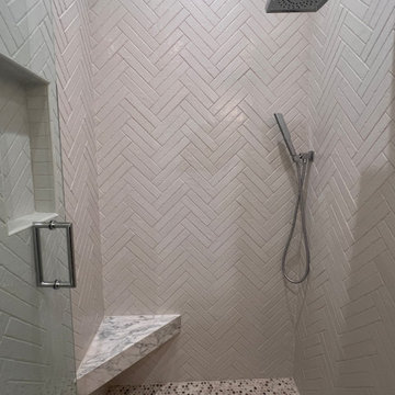 Victoria's Herringbone Tile Shower