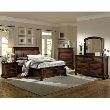 Lexicon Cumberland 2 Drawers Wood California King Sleigh Bed in Brown Cherry
