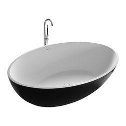 ADM Bathroom Design - ADM Elipse Freestanding Bathtub, Black Exterior/White Interior, 69.3" - Bathtubs