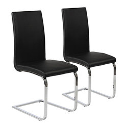 Euro Style - Santos Black Faux Leather Side Chair Set of 2 - Bar Stools And Counter Stools