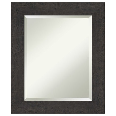 Rustic Plank Espresso Beveled Wall Mirror - 21.5 x 25.5 in.