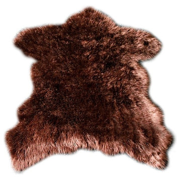 Premium Faux Fur Bear Throw Rug, 4'x6'