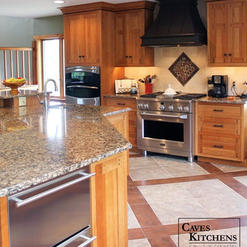 Custom Arts & Crafts Kitchen with Two Tiered Island