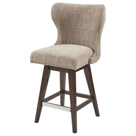 Hancock Wingback 27" Counter Stool, Light Brown