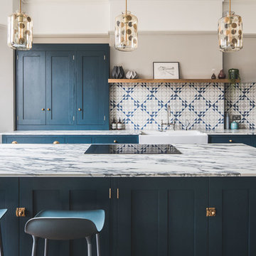 Dark Blue Geometric Kitchen