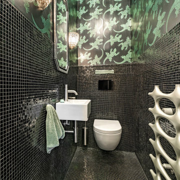 Gästetoilette in Schwarz