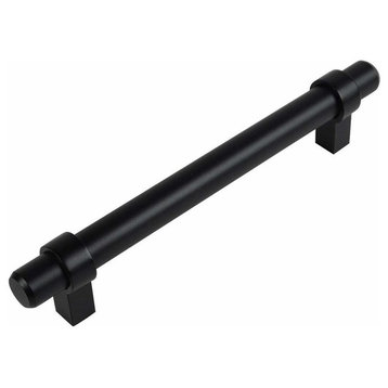 Cosmas 161-128FB Flat Black 5” CTC Solid Metal Euro Bar Pull