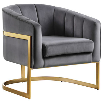 Carter Velvet Upholstered Accent Chair, Gray