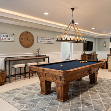 Navy Pool Table Basement
