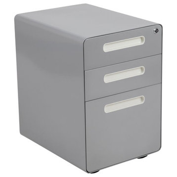 Flash Furniture 3 Drawer Modern Mobile File Cabinet in Gray