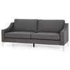 Heidi Modern Fabric 3 Seater Sofa, Dark Granite/Silver