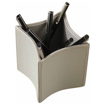 Folded Leather Pencil Cup, Gray