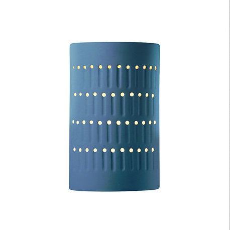 Ambiance Small Cactus Cylinder Wall Sconce, Open, Midnight Sky, Matte White, E26