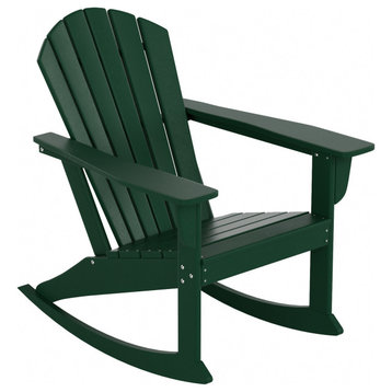 WestinTrends Outdoor Patio Poly Lumber Adirondack Porch Rocking Chair Rocker, Dark Green