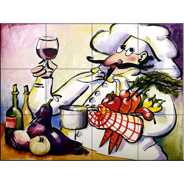 Tile Mural, Veggie Chef by Malenda Trick