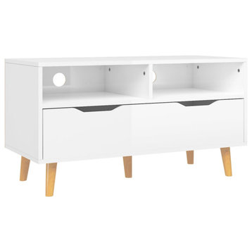 vidaXL TV Stand TV Console Sideboard TV Unit High Gloss White Engineered Wood