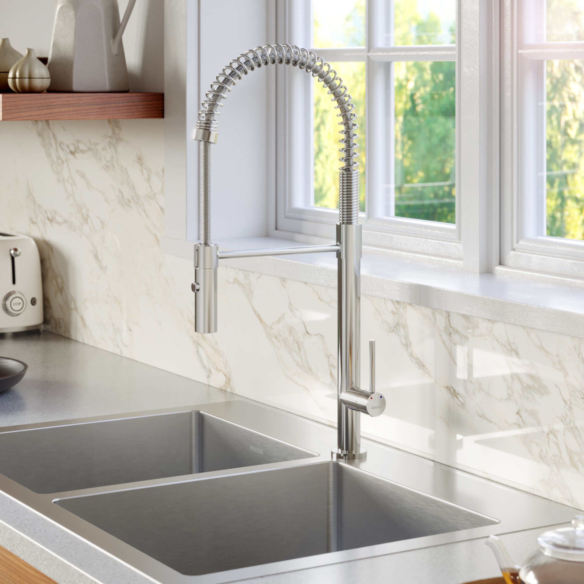 Karran Single-Handle Pull-Down Sprayer Kitchen Faucet, Chrome
