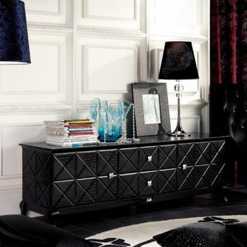 Black Crocodile Lacquer TV Cabinet - $1812.37