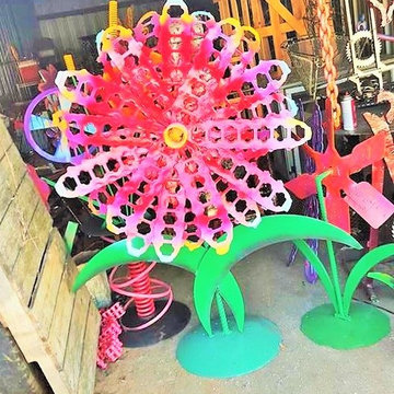 Whimsical garden art sculptures