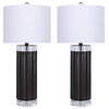 29" Dark Gray Lustre Polyresin Table Lamp With Ribbed Base, Set of 2