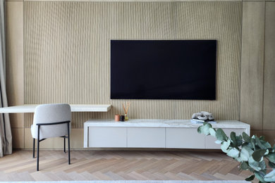 Family room - contemporary family room idea in Other